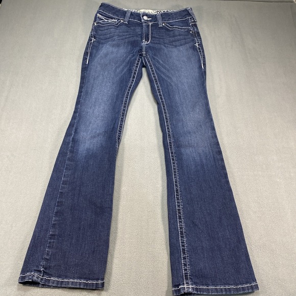 Ariat Denim - Ariat Womens Jeans Embroidered Pockets 30R (US 10-12) Medium Dark Wash Western